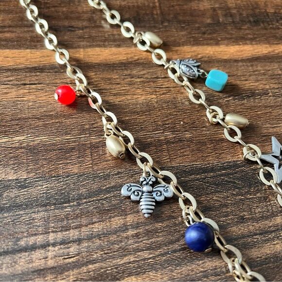 Chico’s Gold-Tone Heart with Charms Adjustable Necklace Chain with Matte Finish - Picture 3 of 6